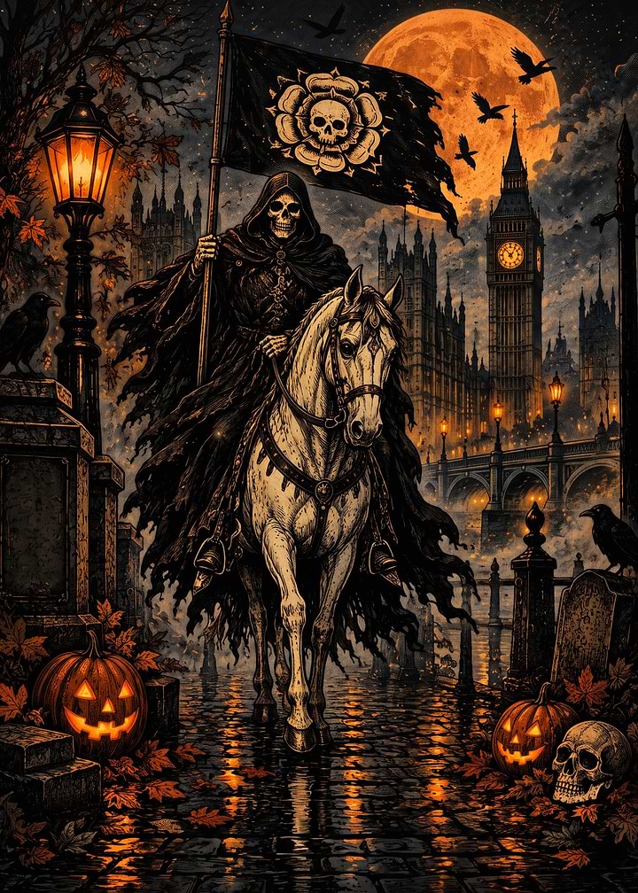 Grim Reaper Riding Horse in London