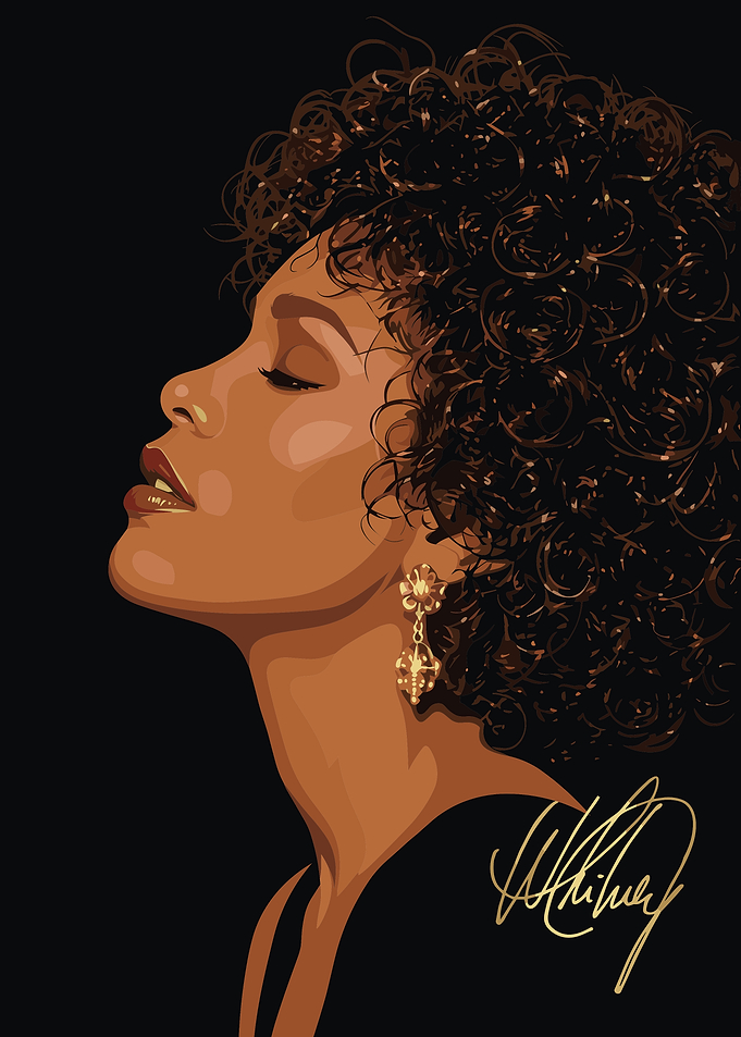 Whitney Houston Digital Portrait Illustration