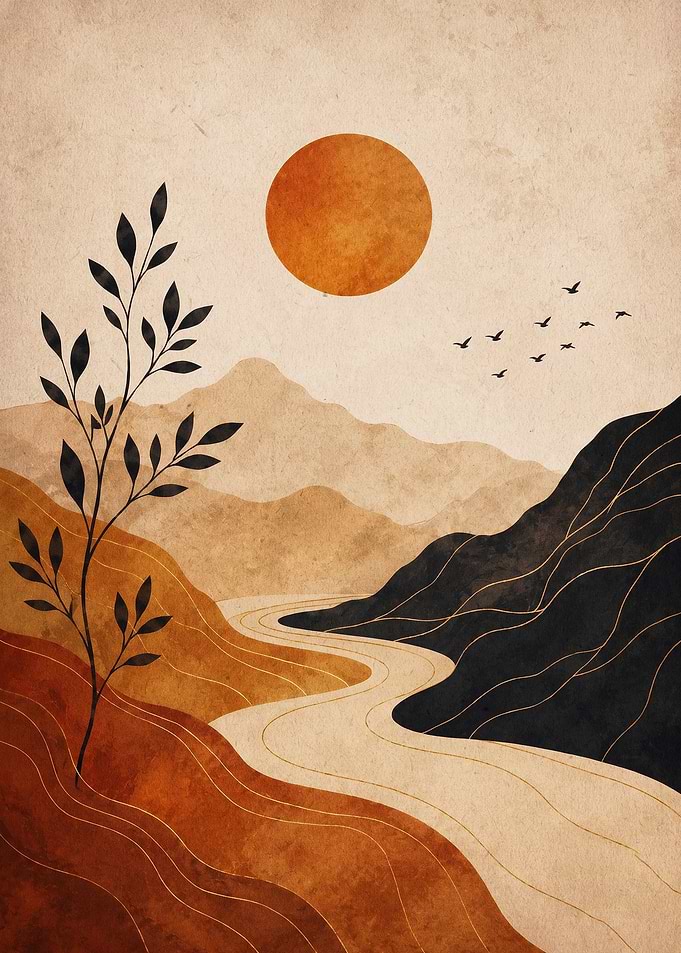 Boho Landscape Sun Minimalist Art