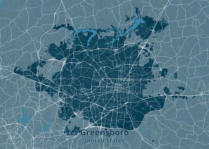 Greensboro North Carolina City Map