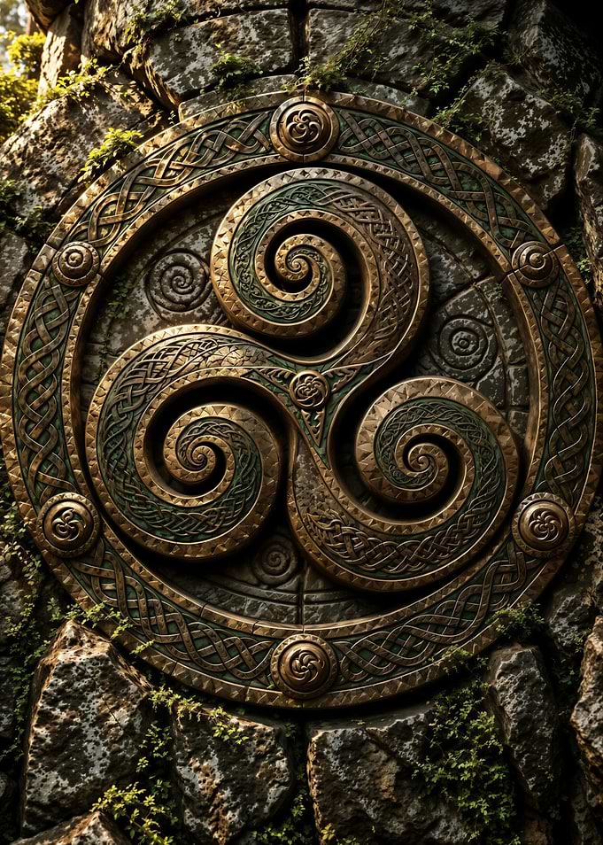 Ancient Celtic Triskelion Stone Carving