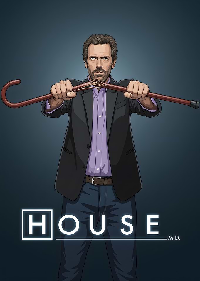 Dr. Gregory House Breaking Cane Illustration