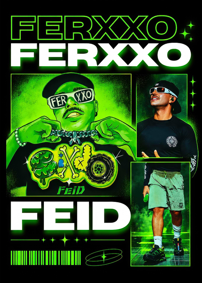 Feid Ferxxo Neon Green Poster