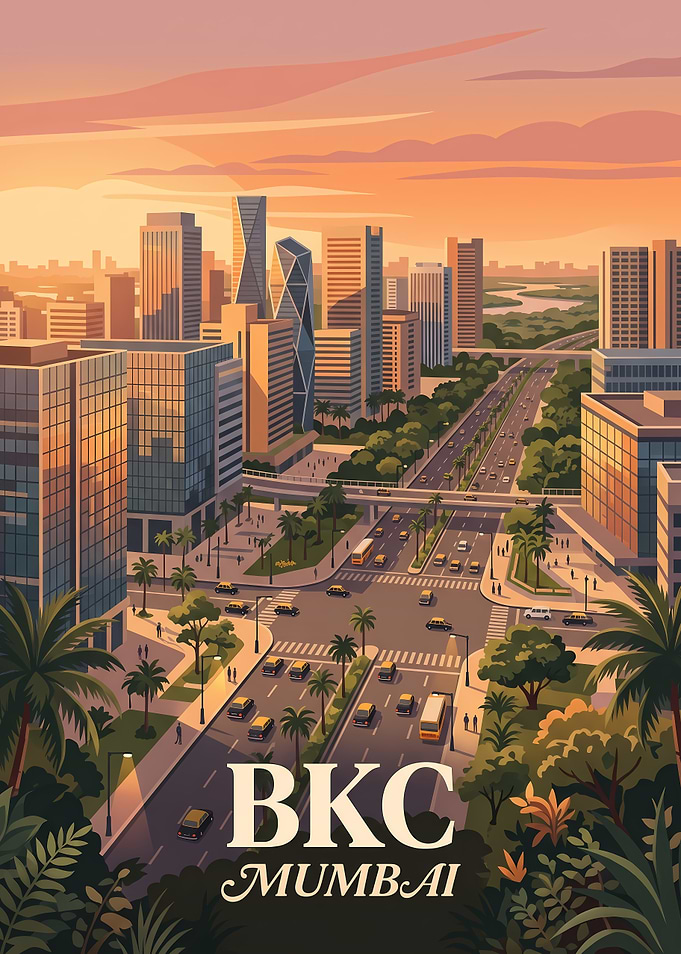 BKC Mumbai Cityscape Sunset Illustration