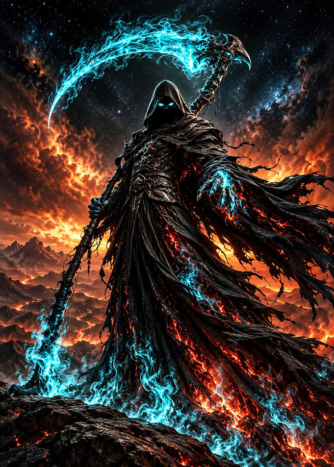 Grim Reaper with Scythe in Hell