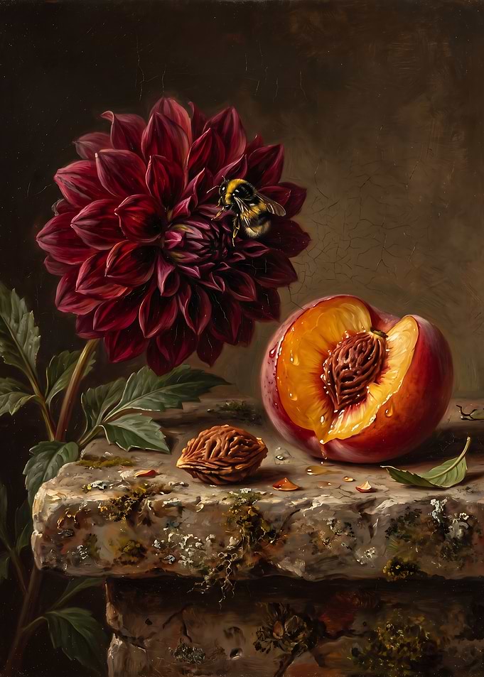 Still Life with Dahlia and Peach