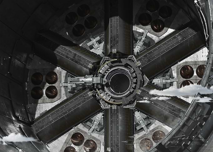 Futuristic Circular Space Station Interior