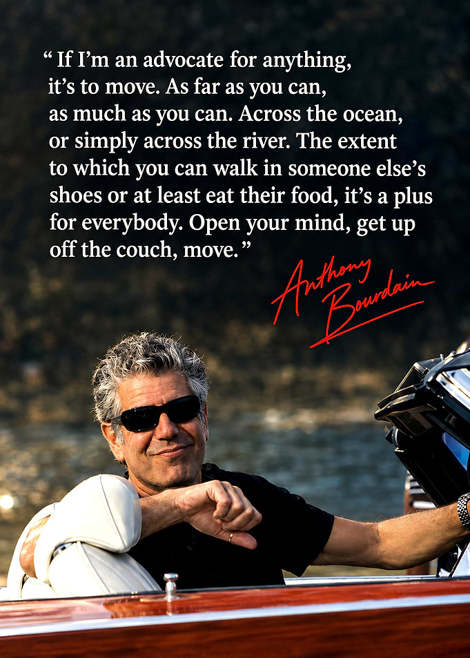 Anthony Bourdain Inspirational Travel Quote Poster