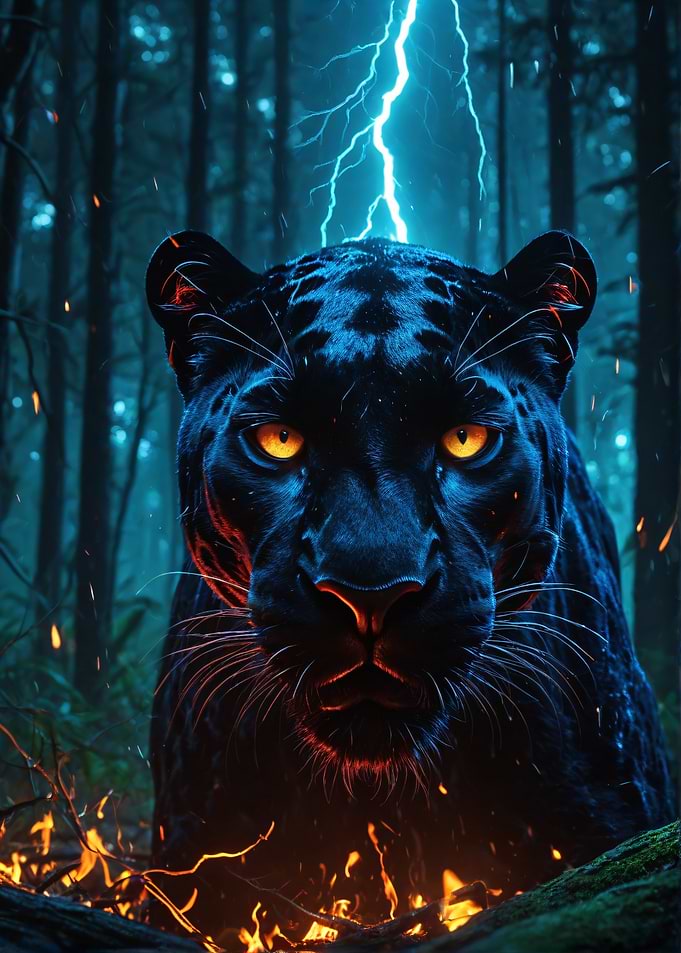 Storm Panther with Glowing Eyes