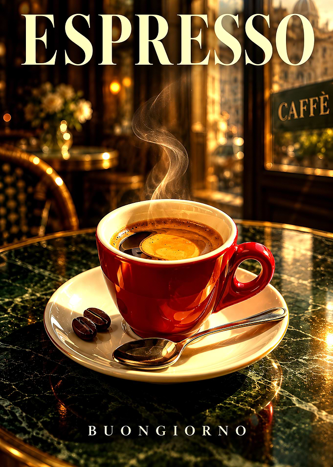 Red Espresso Cup in Cafe