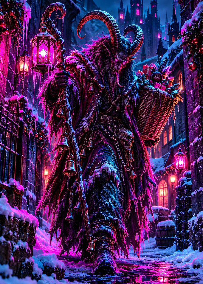 Horned Demon Basket Lantern Gothic Street