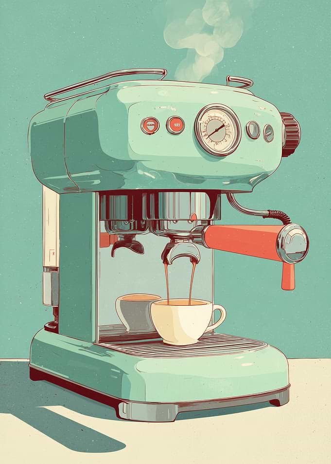 Retro Mint Green Espresso Machine