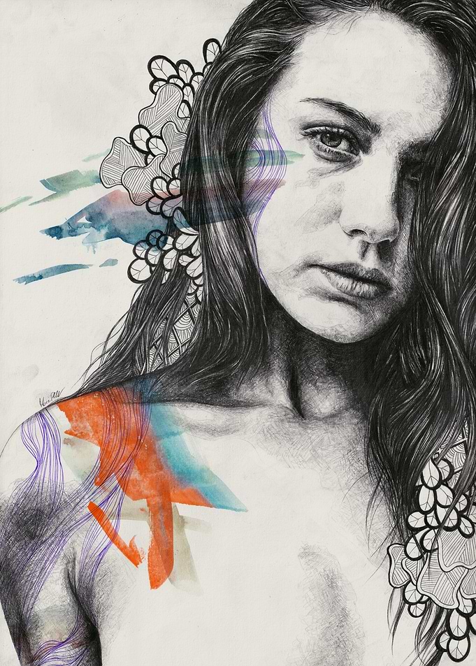 Nude Woman with Doodles