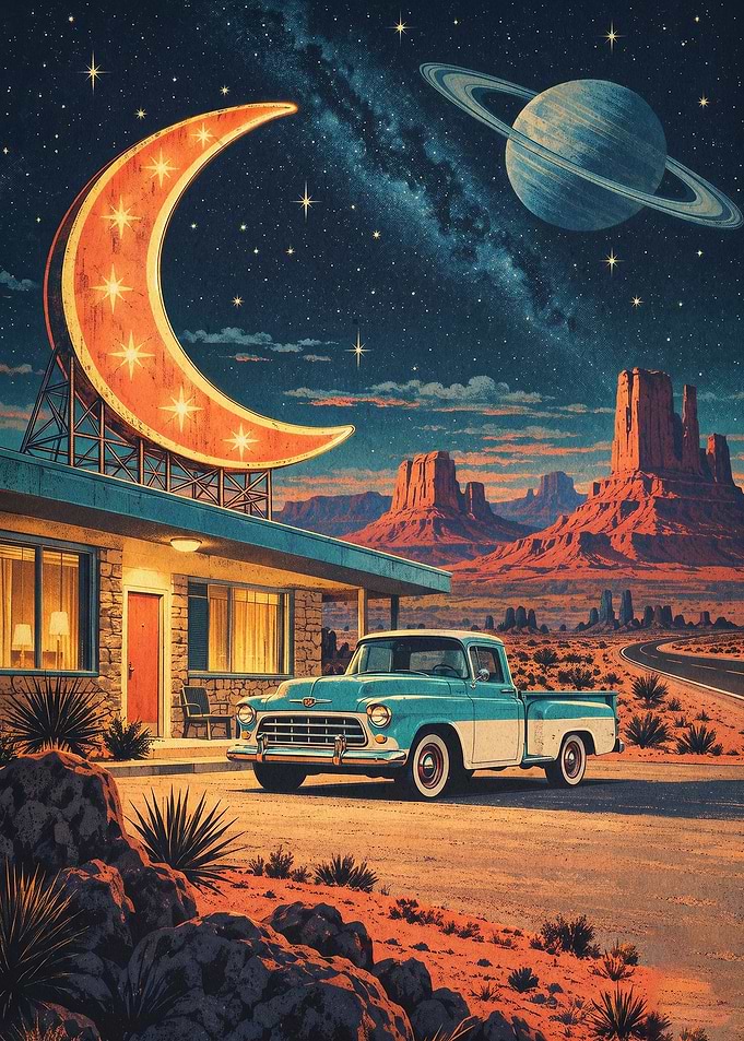 Desert Motel Space Retro Poster