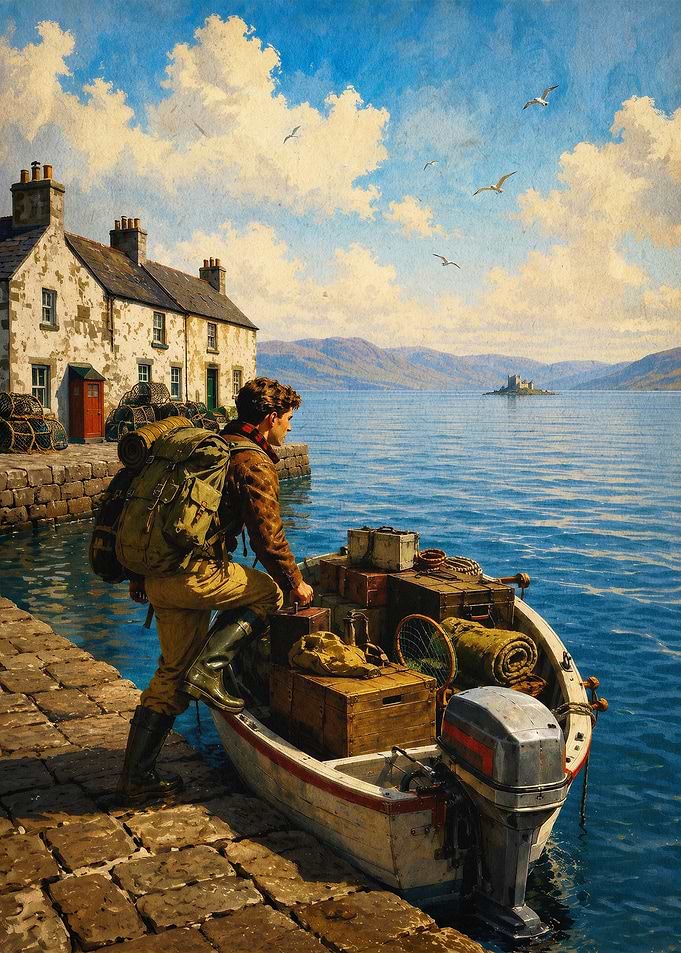 Traveler Boat Journey Coastal Art