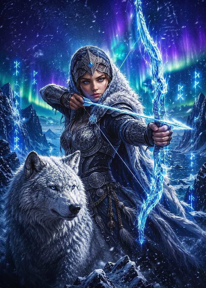 Viking Archer Wolf Fantasy Art