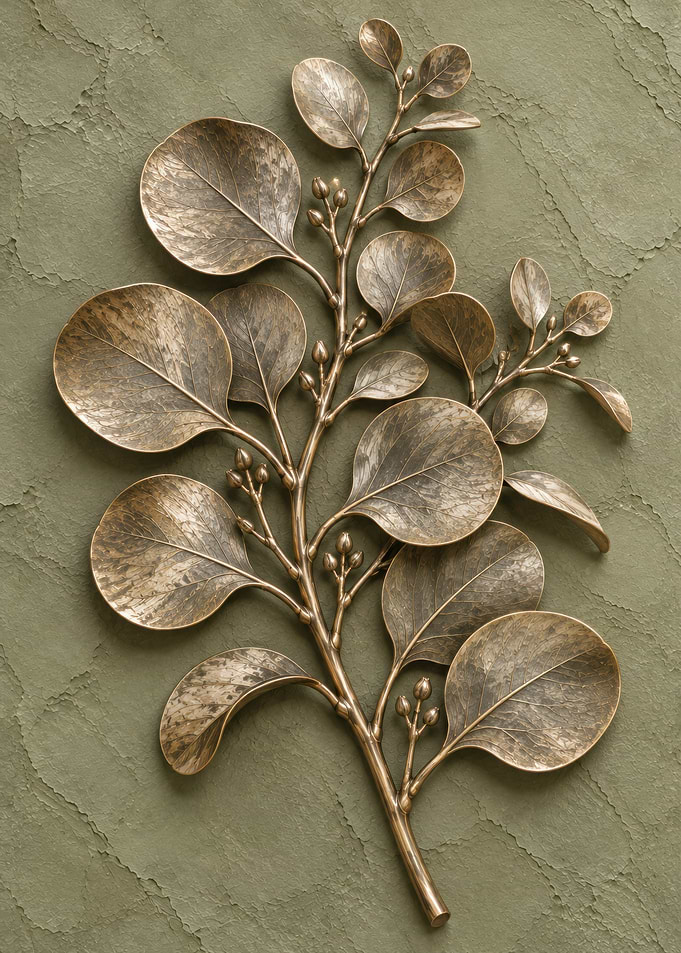 Bronze Metal Eucalyptus Wall Art