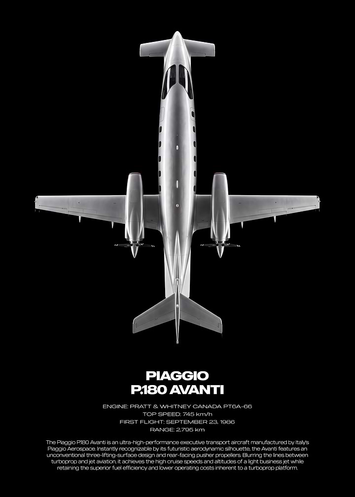 Piaggio P.180 Avanti Technical Poster