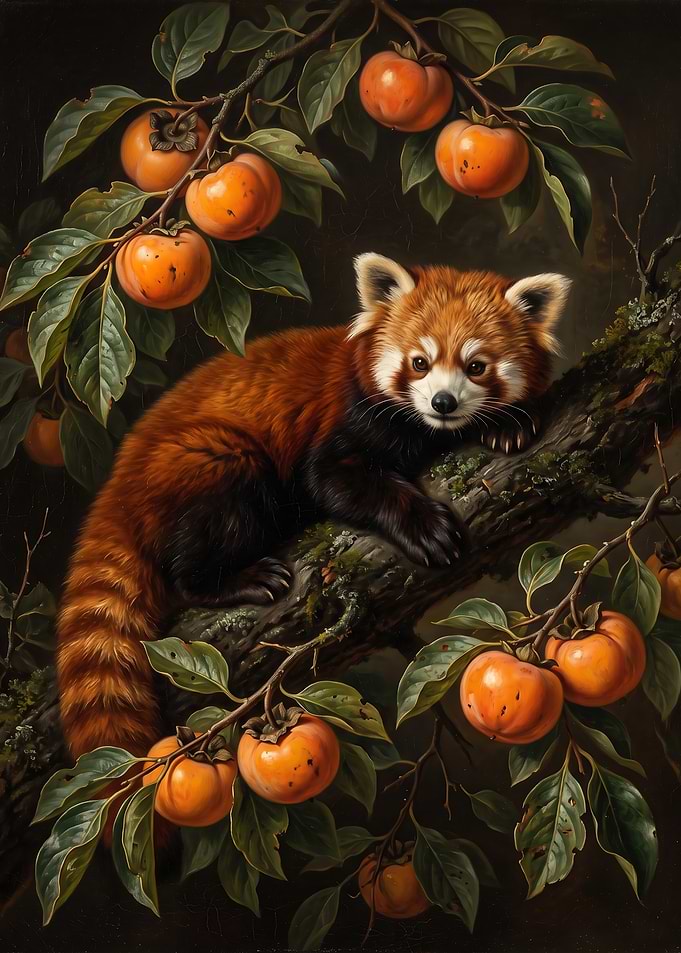 Red Panda in Persimmon Tree