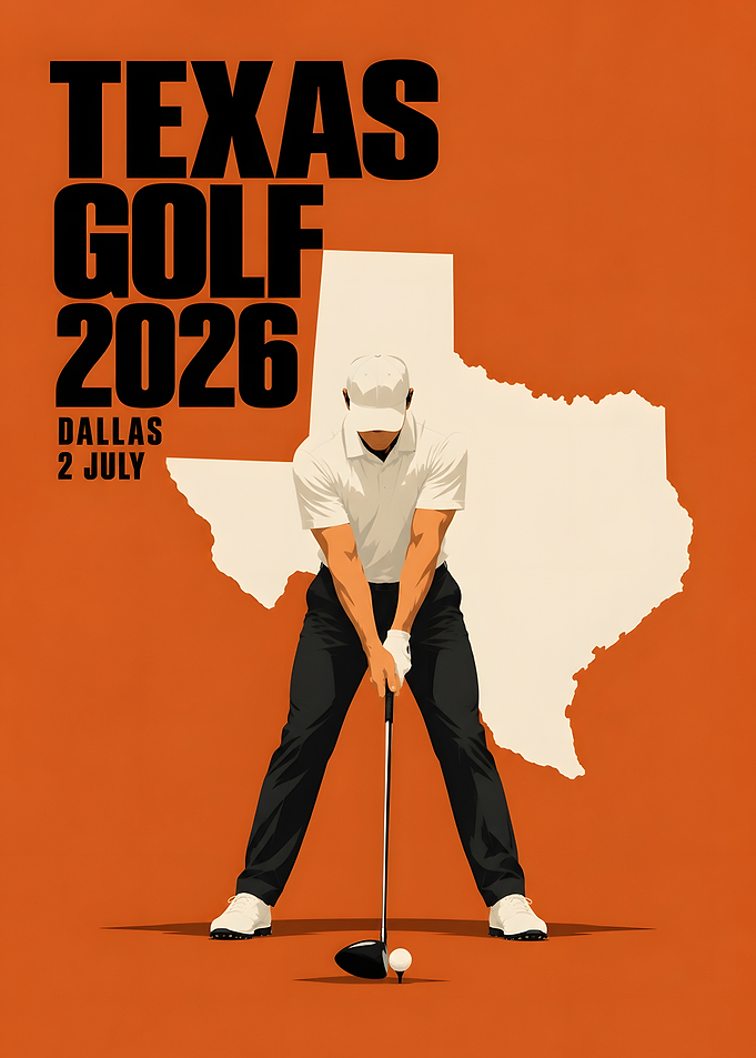 Texas Golf Dallas Tee Stance Retro Poster