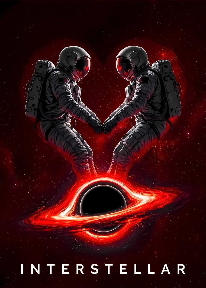 Interstellar Astronauts Heart Black Hole Poster