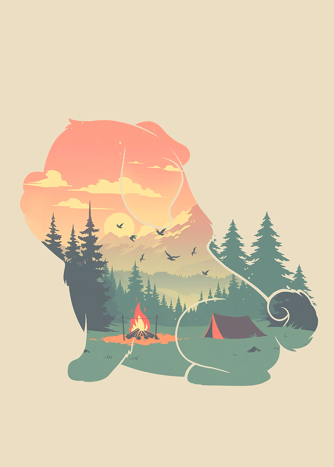 Cute Pug Dog Camping Nature