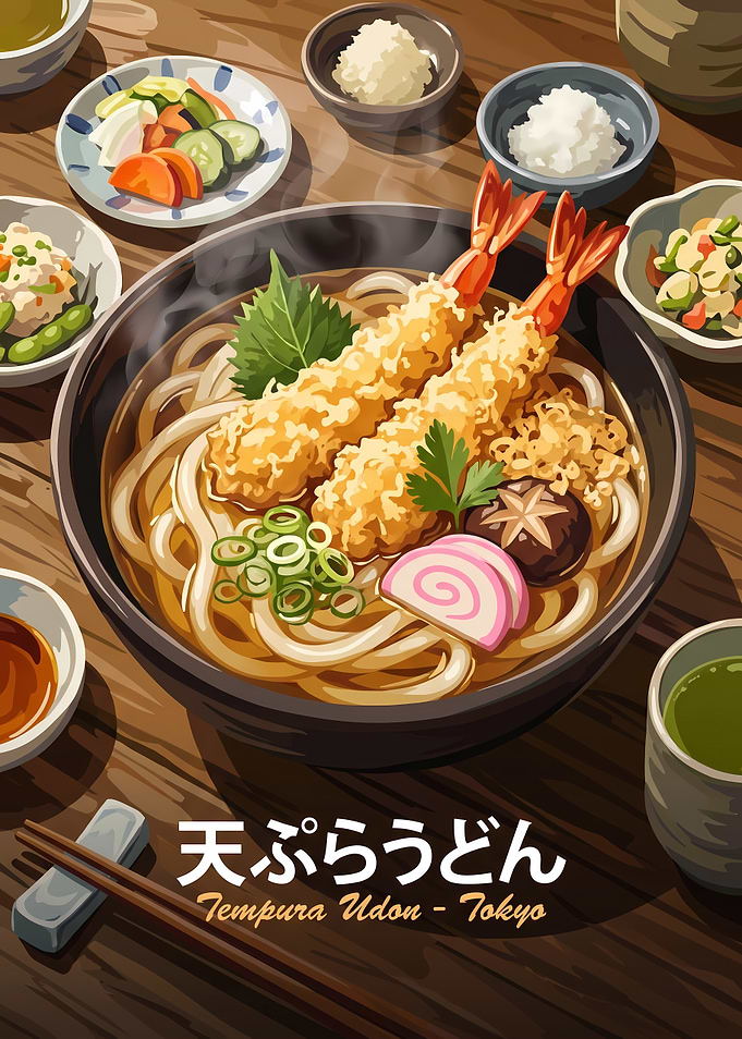 Delicious Tempura Udon Noodle Bowl