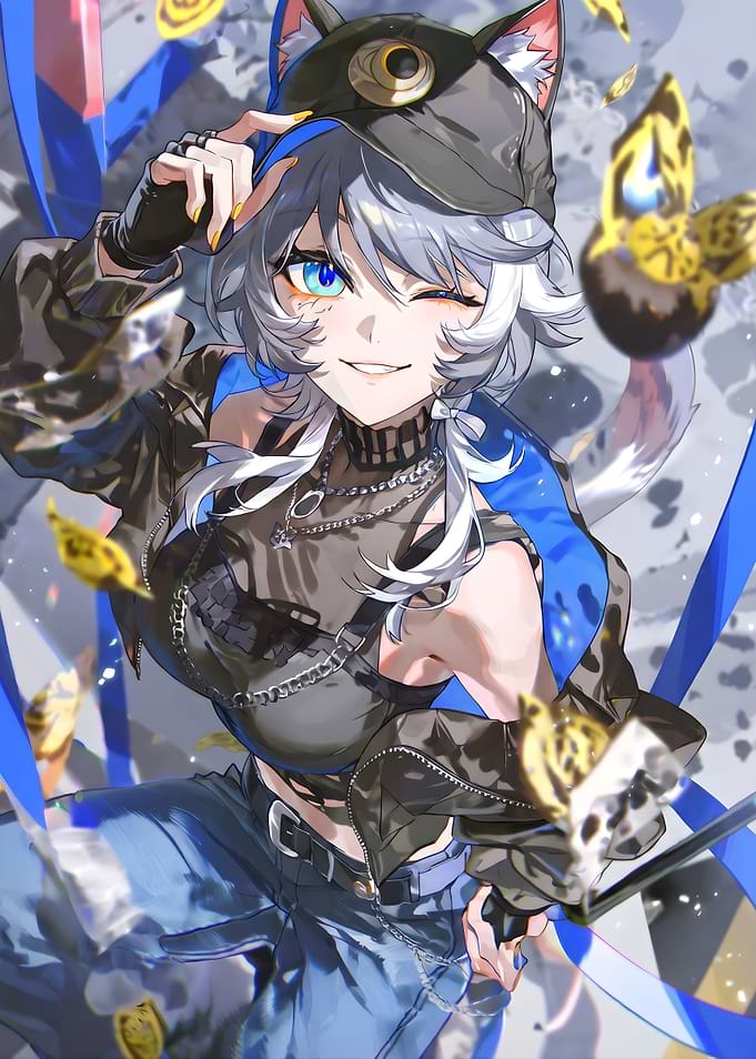 Anime Girl with Cat Ears Hat