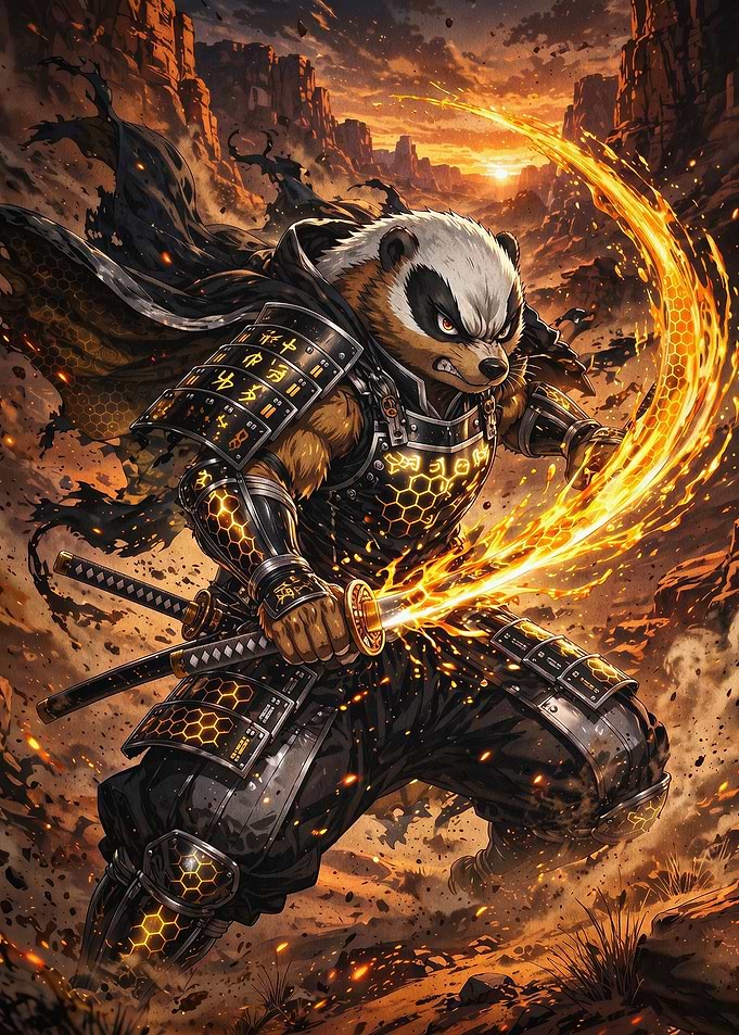 Badger Samurai Fantasy Art