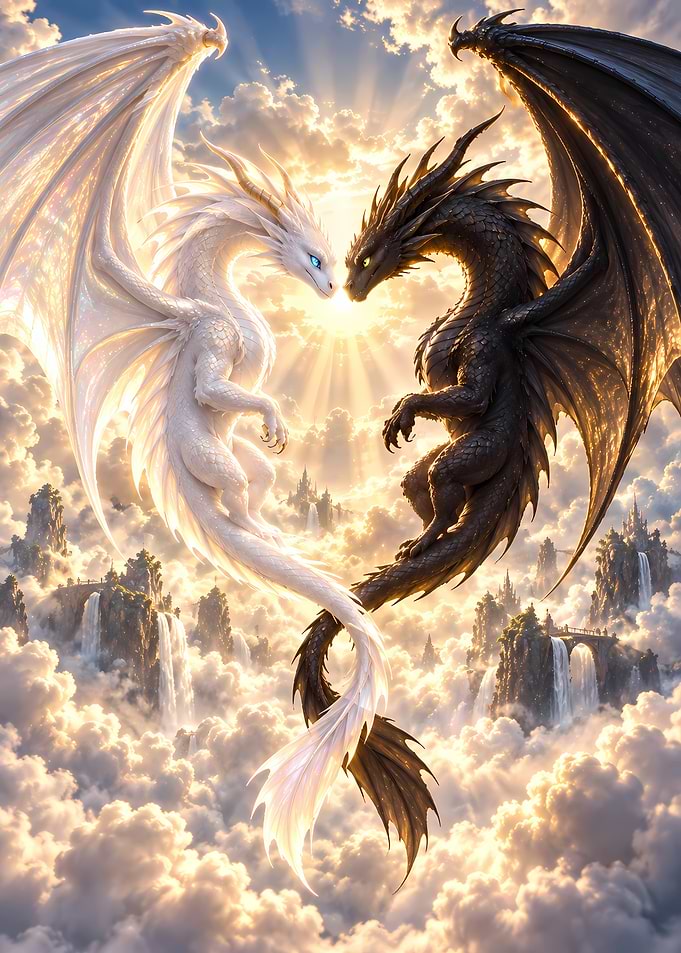 Yin and Yang Dragon Duo