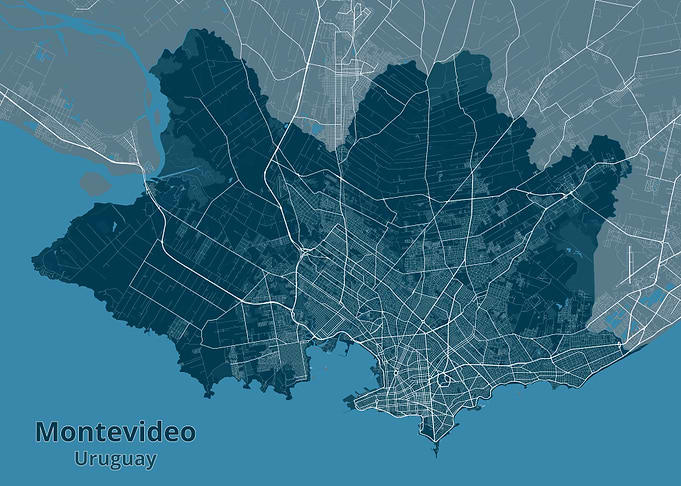 Montevideo Uruguay City Map Print