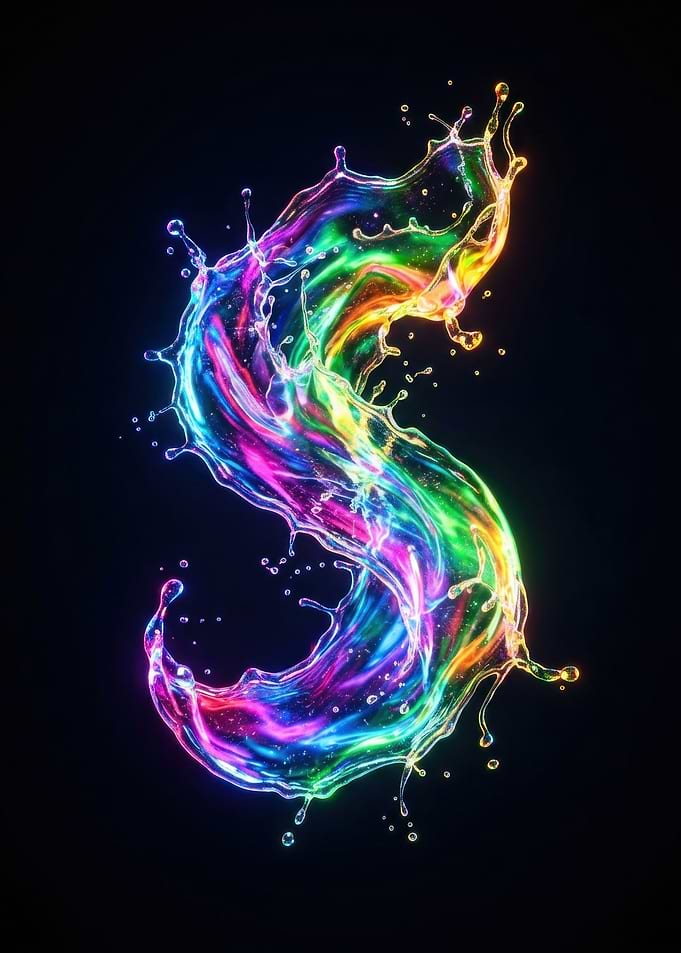 Rainbow Liquid Splash Letter S