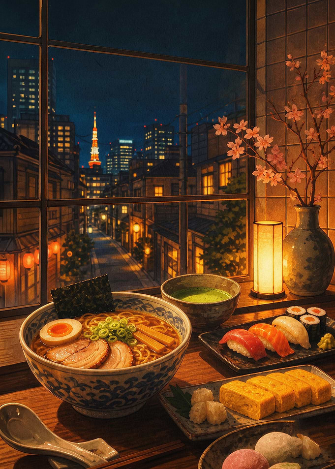 Tokyo Ramen Sushi Night Tokyo Art