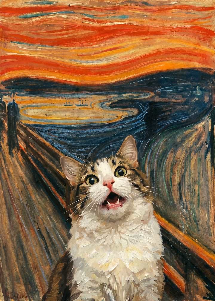 The Scream Cat Parody Painting