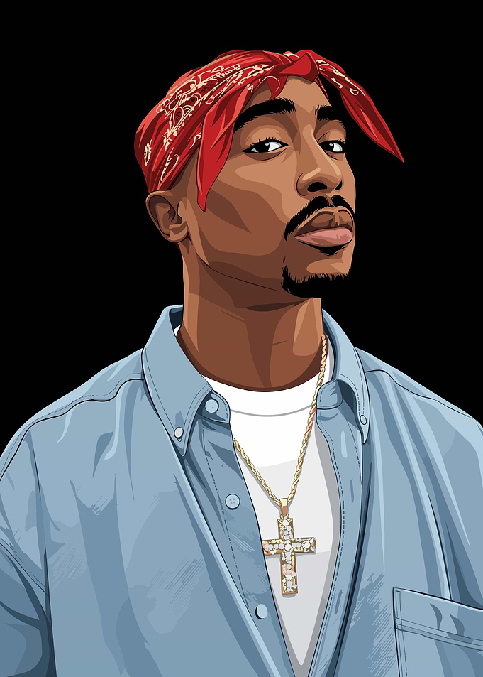 Tupac Shakur Digital Portrait Illustration