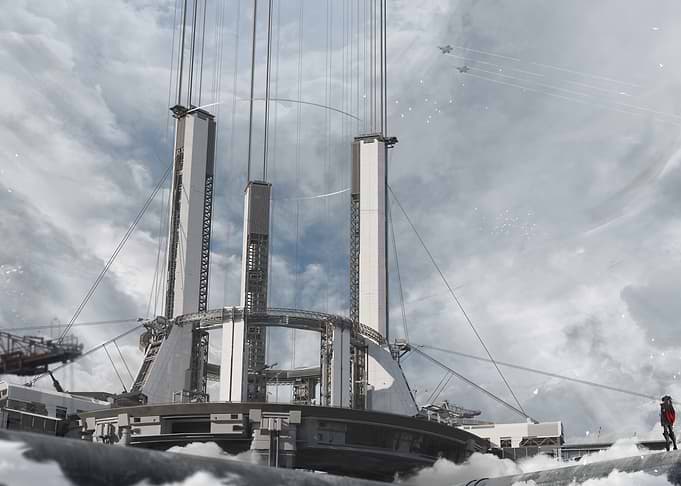 Futuristic Sky Tower Construction Site