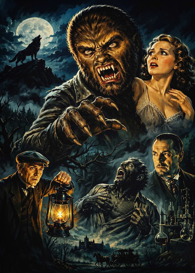 Werewolf Horror Retro Movie Poster