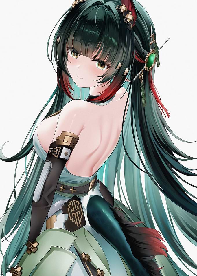 Anime Girl with Long Green Hair