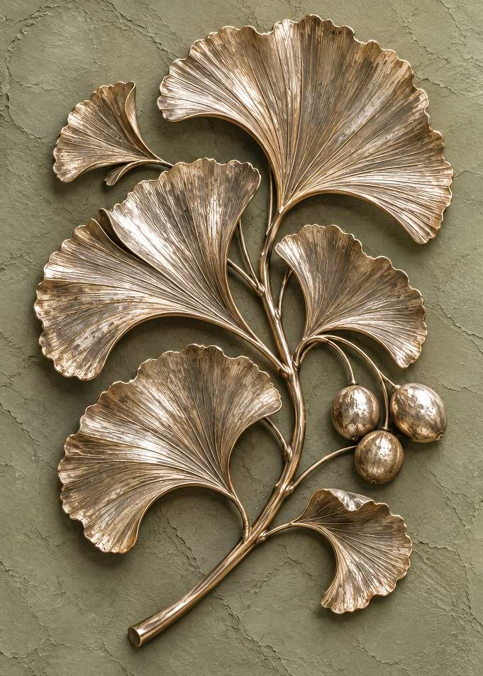 Metallic Ginkgo Leaf Wall Art