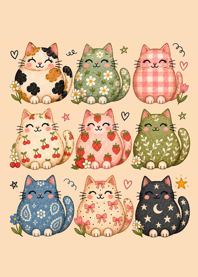 Cute Patterned Cats Collection