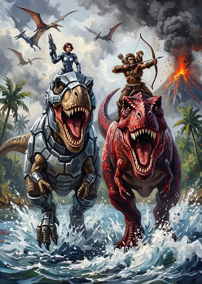 Dino Riders Battle Scene
