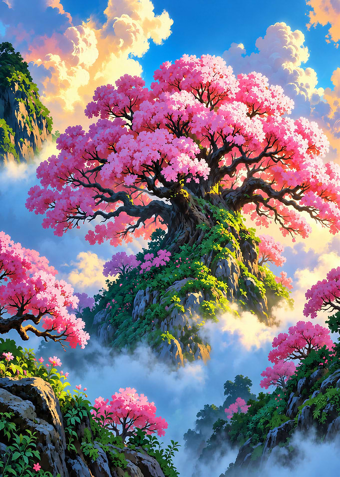 Sakura Tree Above the Clouds
