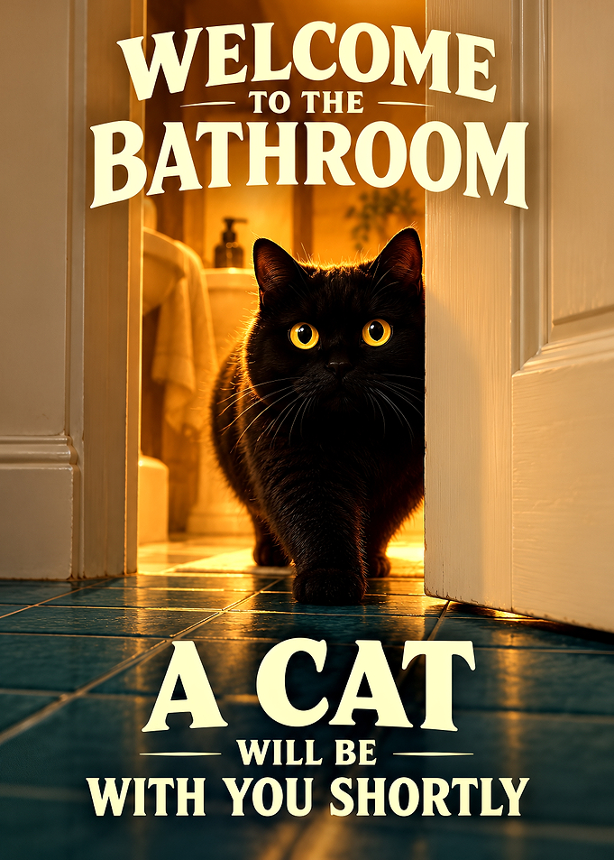 Welcome to the Bathroom Cat Sign