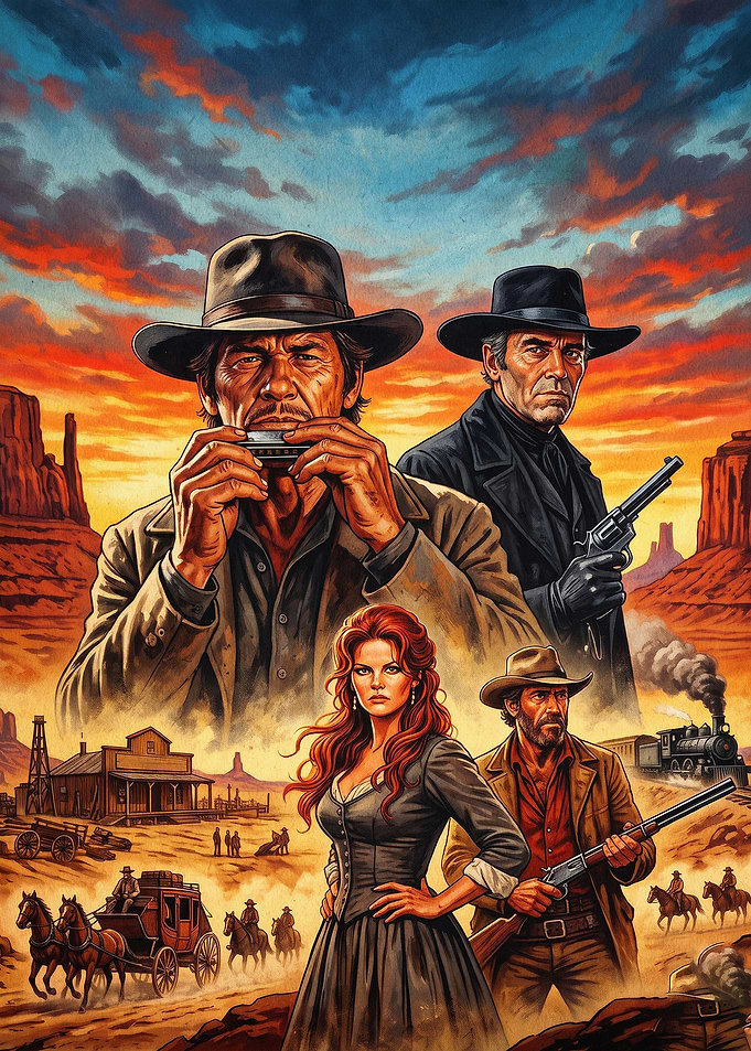 Wild West Outlaws Retro Movie Poste