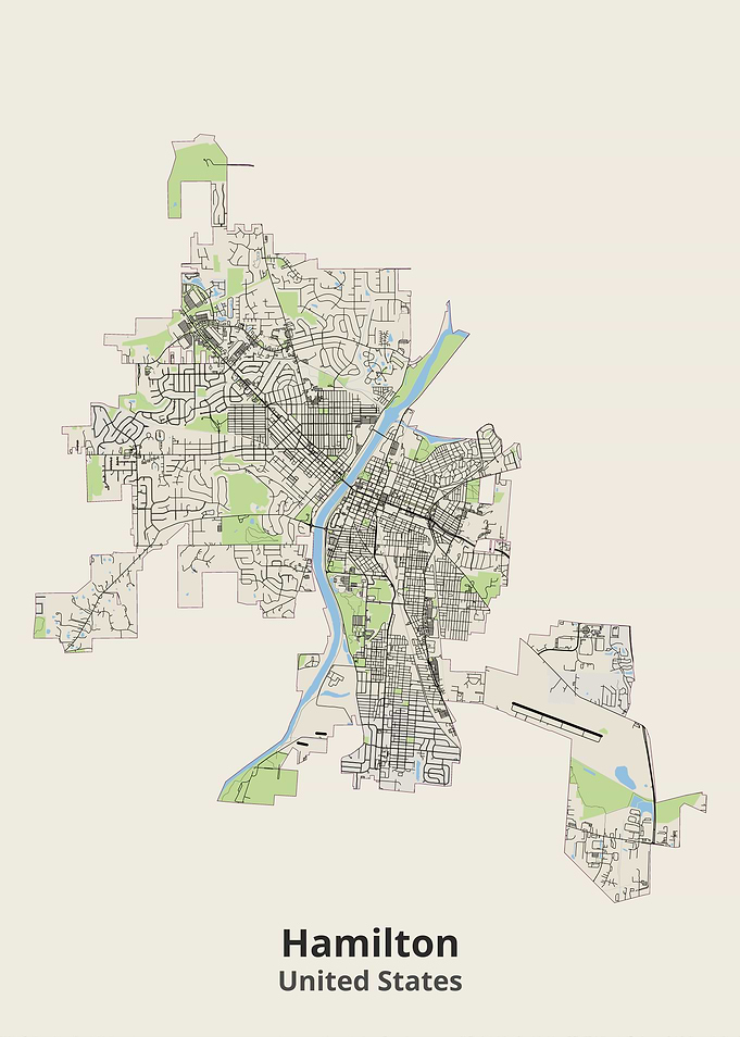 Hamilton Ohio City Map Print