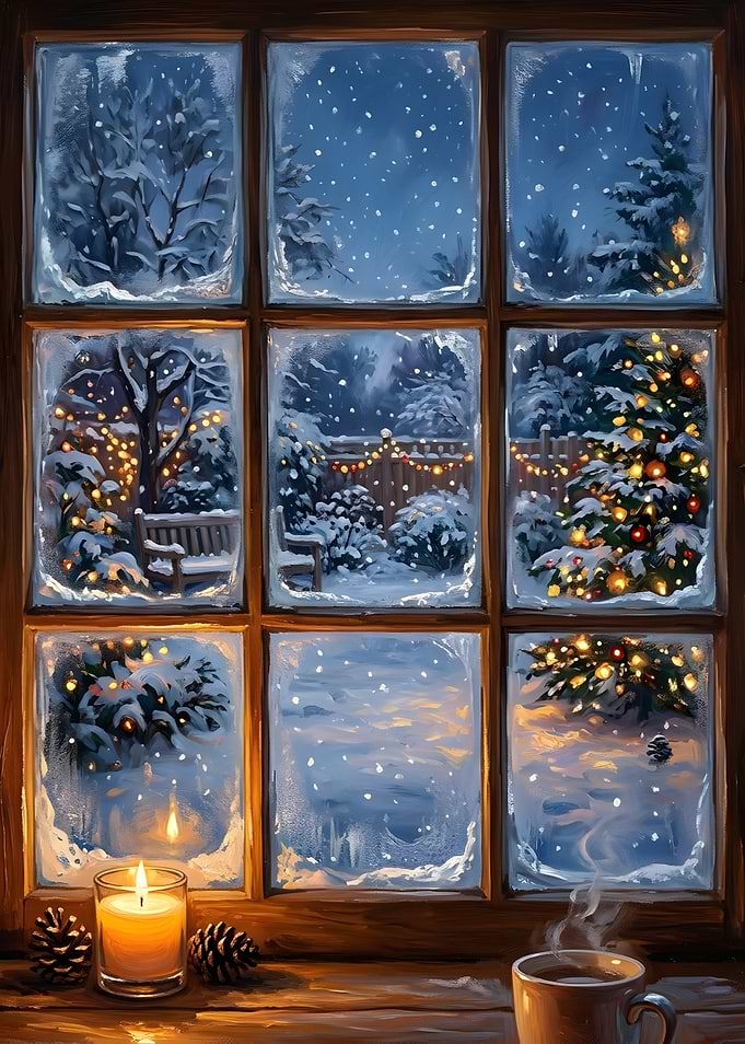 Cozy Winter Window Snowy Landscape