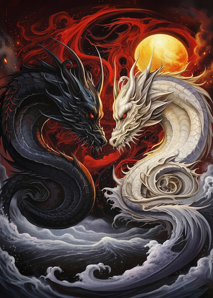 Dragon Duo Fantasy Art Poster