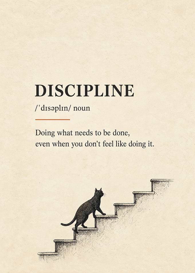 Discipline Definition Poster with Cat