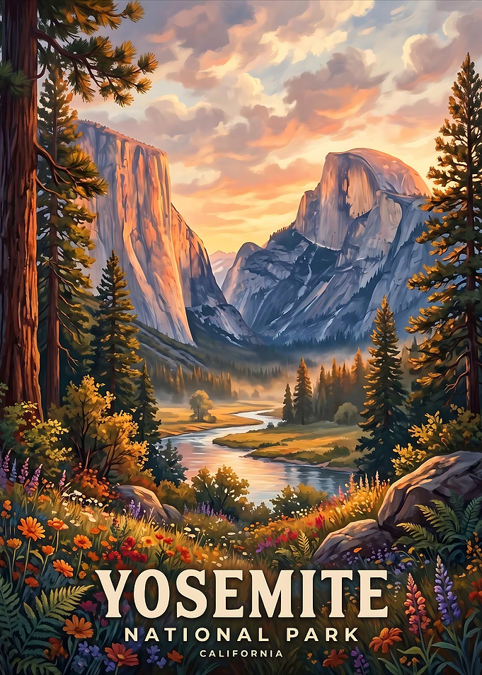 Yosemite National Park Vintage Travel Poster