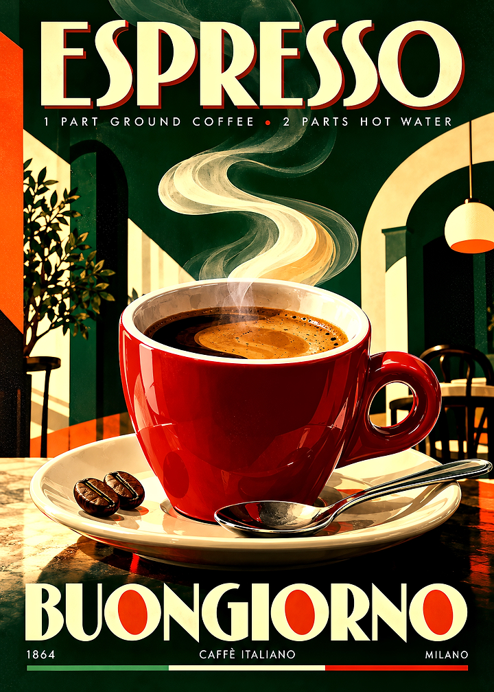Vintage Italian Espresso Coffee Poster